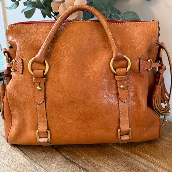 Dooney & Bourke Florentine Rich Brown Leather Satchel Shoulder Bag - Picture 9 of 17